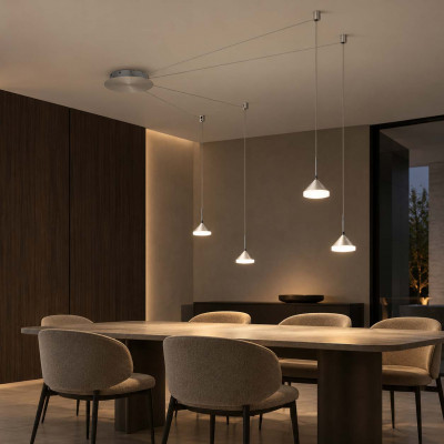 Fabas Luce Isabella Lampadario moderno a ragno in metallo con 4 pendenti a LED Colore: Alluminio