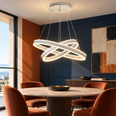 Fabas Luce Palau Lampadario moderno con doppio diffusore a led ad anello Colore: Bianco