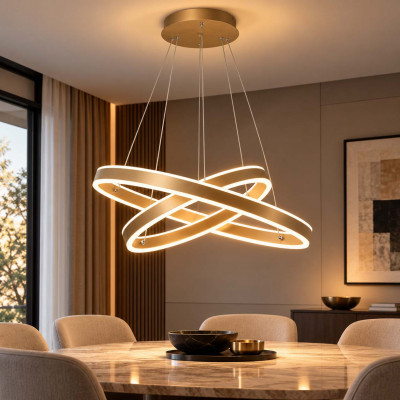 Fabas Luce Palau Lampadario moderno con doppio diffusore a led ad anello Colore: Oro
