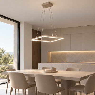Fabas Luce Bard Lampadario moderno in metallo con diffusore a LED quadrato Colore: Oro