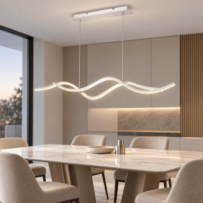 Fabas Luce Sinuo Lampadario moderno lineare a LED con 2 diffusori ondulati Colore: Bianco