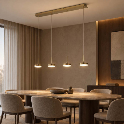Fabas Luce Dunk Lampadario moderno lineare corpo in metallo con 4 diffusori a LED Colore: Ottone