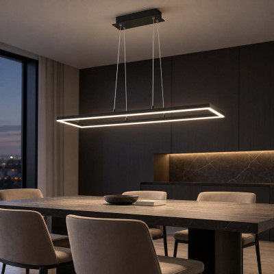 Fabas Luce Bard Lampadario rettangolare a LED dal design moderno con struttura in metallo Colore: Antracite