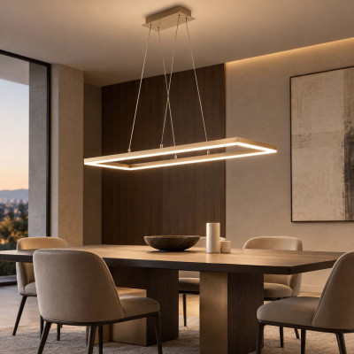 Fabas Luce Bard Lampadario rettangolare a LED dal design moderno con struttura in metallo Colore: Oro