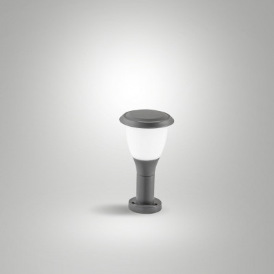 Fabas Luce - Thiago - Paletto da terra basso da giardino in alluminio dal design moderno - Colore: Grigio Scuro - 1 Lampadina E27 15W - IP65 - SKU: 6566-11-294