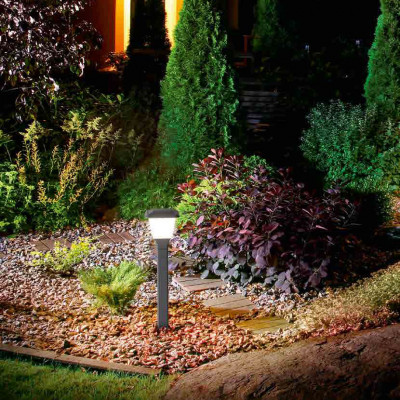 Fabas Luce - Lena - Lampione da giardino dal design moderno in alluminio - Colore: Grigio Scuro - 1 Lampadina E27 15W - IP65 - SKU: 6567-10-294