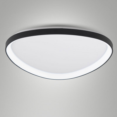Fabas Luce - Quirk - Plafoniera a LED in metallo con diffusore grande in metacrilato - Colore: Nero - 1 Lampadina - Led Integrato - 75W - Lumen 8900 - Gradi Kelvin 2700K-3000K-4000K - IP20 - SKU: 3789-64-101