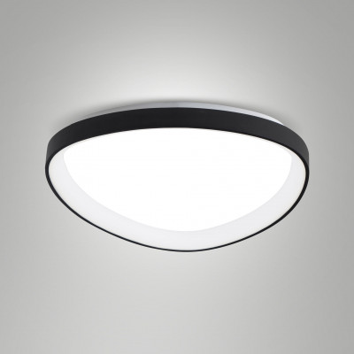 Fabas Luce - Quirk - Plafoniera a LED in metallo con diffusore medio in metacrilato - Colore: Nero - 1 Lampadina - Led Integrato - 56W - Lumen 6600 - Gradi Kelvin 2700K-3000K-4000K - IP20 - SKU: 3789-65-101