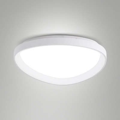 Fabas Luce - Quirk - Plafoniera a LED in metallo con diffusore medio in metacrilato - Colore: Bianco - 1 Lampadina - Led Integrato - 56W - Lumen 6600 - Gradi Kelvin 2700K-3000K-4000K - IP20 - SKU: 3789-65-102