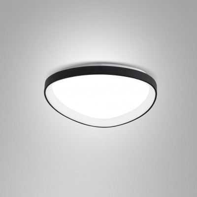 Fabas Luce - Quirk - Plafoniera a LED in metallo con diffusore piccolo in metacrilato - Colore: Nero - 1 Lampadina - Led Integrato - 38W - Lumen 4400 - Gradi Kelvin 2700K-3000K-4000K - IP20 - SKU: 3789-61-101
