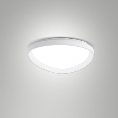 Fabas Luce - Quirk - Plafoniera a LED in metallo con diffusore piccolo in metacrilato - Colore: Bianco - 1 Lampadina - Led Integrato - 38W - Lumen 4400 - Gradi Kelvin 2700K-3000K-4000K - IP20 - SKU: 3789-61-102