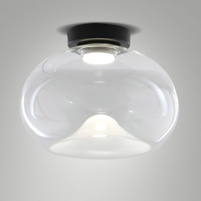 Fabas Luce - Brena - Plafoniera a LED moderna con struttura in metallo e diffusore vetro - Colore: Trasparente - 1 Lampadina - Led Integrato - 19W - Lumen 2100 - Gradi Kelvin 2700K-3000K-4000K - IP20 - SKU: 3755-65-241