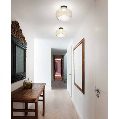 Fabas Luce - Brena - Plafoniera a LED moderna con struttura in metallo e diffusore vetro - 1 Lampadina Led Integrato 19W - Lumen 2100 - Gradi Kelvin 2700K-3000K-4000K - IP20 - SKU: 3755-65
