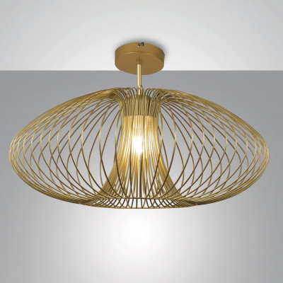 Fabas Luce - Fassa - Plafoniera da soffitto con struttura e diffusore in metallo dal design moderno - Colore: Oro - 1 Lampadina - E27 - 60W - IP20 - SKU: 3706-65-225