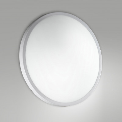 Fabas Luce - Plaza - Plafoniera da soffitto grande in metallo e diffusore vetro in lastra - Colore: Bianco - 1 Lampadina - 24W - Lumen 2100 - Gradi Kelvin 3000k Luce Calda - IP20 - SKU: 3566-65-102