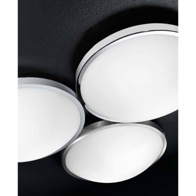 Fabas Luce - Plaza - Plafoniera da soffitto grande in metallo e diffusore vetro in lastra - 1 Lampadina 24W - Lumen 2100 - Gradi Kelvin 3000k Luce Calda - IP20 - SKU: 3566-65