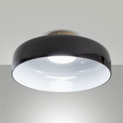 Fabas Luce - Lunar - Plafoniera da soffitto in metallo a LED dimmerabile e diffusore in vetro - Colore: Nero - 1 Lampadina - Led Integrato - 26W - Lumen 3150 - Gradi Kelvin 2700K-3000K-4000K - IP20 - SKU: 3800-65-101
