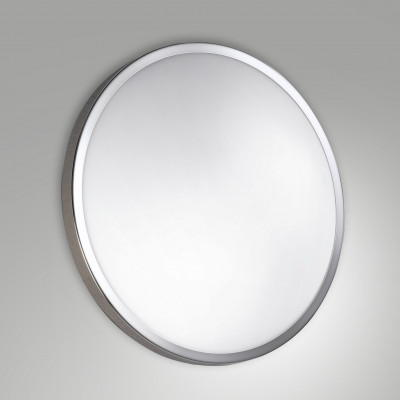Fabas Luce - Plaza - Plafoniera da soffitto piccola in metallo e diffusore vetro in lastra - Colore: Cromato - 1 Lampadina - 12W - Lumen 1000 - Gradi Kelvin 3000k Luce Calda - IP20 - SKU: 3566-61-138