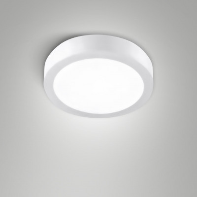 Fabas Luce - Nicole - Plafoniera media rotonda a LED da soffitto con struttura in alluminio sottile - Colore: Bianco - 1 Lampadina Led Integrato 14W - Lumen 1785 - Gradi Kelvin 2700K-3000K-4000K - IP54 - SKU: 6576-65-254
