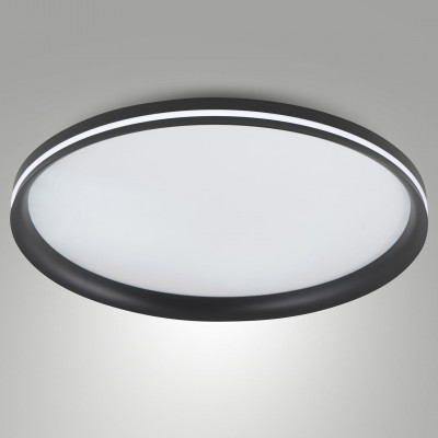 Fabas Luce - Isy - Plafoniera moderna a LED con struttura in metallo e metacrilato grande - Colore: Nero - 1 Lampadina - Led Integrato - 64W - Lumen 5800 - Gradi Kelvin 2700K-3000K-4000K - IP20 - SKU: 3788-64-101