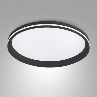 Fabas Luce - Isy - Plafoniera moderna a LED con struttura in metallo e metacrilato media - Colore: Nero - 1 Lampadina - Led Integrato - 52W - Lumen 4900 - Gradi Kelvin 2700K-3000K-4000K - IP20 - SKU: 3788-65-101