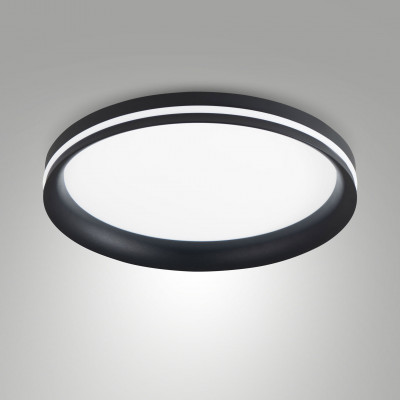 Fabas Luce - Isy - Plafoniera moderna a LED con struttura in metallo e metacrilato piccola - Colore: Nero - 1 Lampadina - Led Integrato - 42W - Lumen 4000 - Gradi Kelvin 2700K-3000K-4000K - IP20 - SKU: 3788-61-101