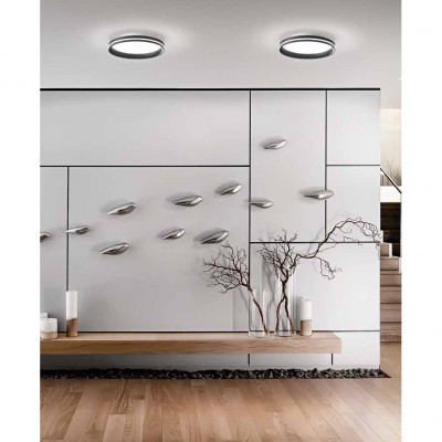 Fabas Luce - Isy - Plafoniera moderna a LED con struttura in metallo e metacrilato piccola - 1 Lampadina Led Integrato 42W - Lumen 4000 - Gradi Kelvin 2700K-3000K-4000K - IP20 - SKU: 3788-61