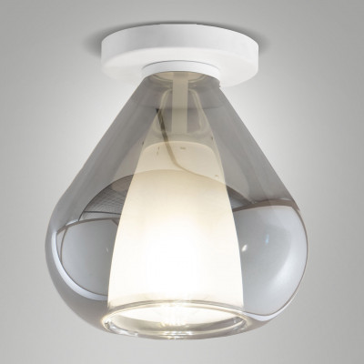 Fabas Luce - Lila - Plafoniera piccola in metallo con diffusore in vetro dal design moderno - Colore: Grigio Fumè - 1 Lampadina - E27 - 40W - IP20 - SKU: 3481-61-126