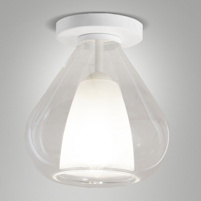 Fabas Luce - Lila - Plafoniera piccola in metallo con diffusore in vetro dal design moderno - Colore: Trasparente - 1 Lampadina - E27 - 40W - IP20 - SKU: 3481-61-241