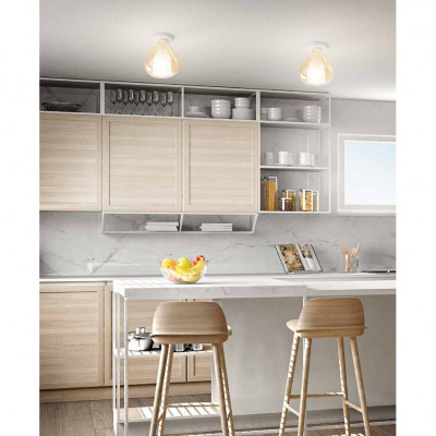 Fabas Luce - Lila - Plafoniera piccola in metallo con diffusore in vetro dal design moderno - 1 Lampadina E27 40W - IP20 - SKU: 3481-61