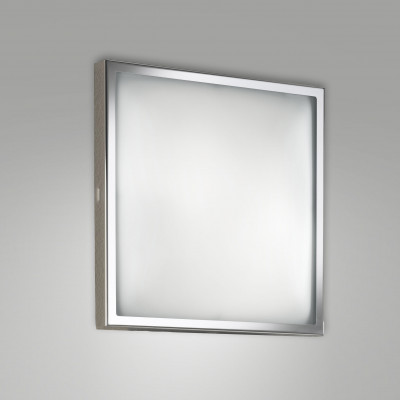 Fabas Luce - Osaka - Plafoniera piccola LED quadrata in metallo e diffusore in vetro design moderno - Colore: Cromato - 1 Lampadina - 12W - Lumen 1000 - Gradi Kelvin 3000k Luce Calda - IP20 - SKU: 3565-61-138