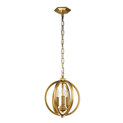 Feiss - Corinne - Lampadario moderno piccolo in acciaio con diffusore a 3 luci - Colore: Ottone - 3 Lampadine E14 60W - IP20 - SKU: FE-CORINNE-3P-S-BB