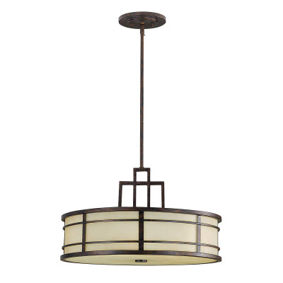 Feiss - Fusion - Lampada a sospensione moderna rotonda in acciaio con diffusore in vetro - Colore: Bronzo - 3 Lampadine E27 60W - IP20 - SKU: FE-FUSION-P-L