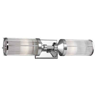 Feiss - Paulson - Applique a parete in acciaio con doppio diffusore in vetro a LED a 2 luci G9 - Colore: Cromato - 2 Lampadine G9 3W - IP44 - SKU: FE-PAULSON2