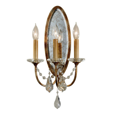 Feiss - Valentina - Applique da parete classica con 3 diffusori e dettagli in vetro - Colore: Bronzo - 3 Lampadine E14 60W - IP20 - SKU: FE-VALENTINA-W3