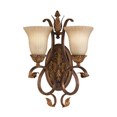 Feiss - Sonoma Valley - Applique da parete classica in acciaio con doppio diffusore in vetro - Colore: Bronzo - 2 Lampadine E27 60W - IP20 - SKU: FE-SONOMAVALLEY2