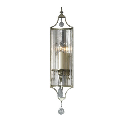 Feiss - Gianna - Applique da parete classica in acciaio e cristallo con diffusore a 1 lampadina - Colore: Argento - 1 Lampadina E14 60W - IP20 - SKU: FE-GIANNA1