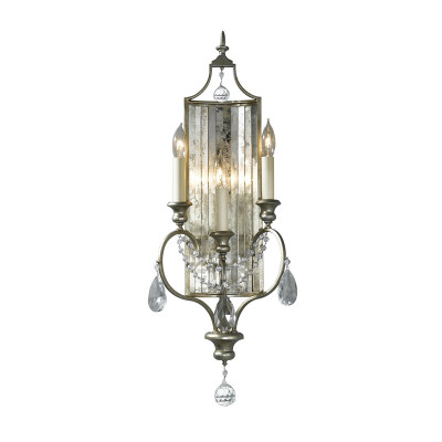 Feiss - Gianna - Applique da parete classica in acciaio e cristallo con diffusore a 3 lampadine - Colore: Argento - 3 Lampadine E14 60W - IP20 - SKU: FE-GIANNA3W