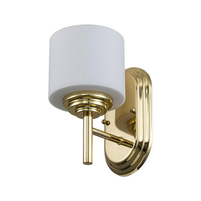 Feiss - Malibù - Applique da parete per bagno in acciaio con diffusore in vetro - Colore: Ottone - 1 Lampadina G9 3W - IP44 - SKU: FE-MALIBU1-BATH-PB