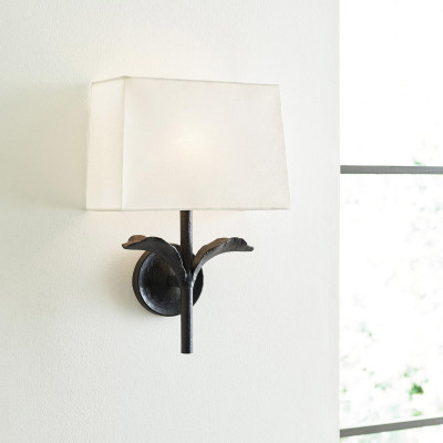 Feiss - Georgia - Applique da parete rustica con struttura in acciaio e diffusore in tessuto - Colore: Grafite - 1 Lampadina E27 60W - IP20 - SKU: FE-GEORGIA1