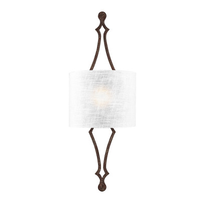 Feiss - Tilling - Applique da parete rustica con struttura in acciaio e diffusore in tessuto - Colore: Ruggine - 1 Lampadina - E27 - 60W - IP20 - SKU: FE-TILLING1-WI