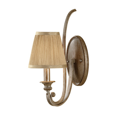 Feiss - Abbey - Applique parete in stile classico in acciaio con diffusore in tessuto con 1 luce - Colore: Argento - 1 Lampadina E14 60W - IP20 - SKU: FE-ABBEY1