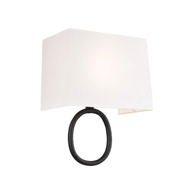 Feiss - Indo - Applique rustica con struttura in acciaio e diffusore in tessuto - Colore: Grafite - 1 Lampadina E27 60W - IP20 - SKU: FE-INDO1