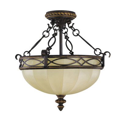 Feiss - Drawing Room - Lampada a soffitto sospesa per salotto classico diffusore in vetro a 2 luci - Colore: Bronzo - 2 Lampadine E27 60W - IP20 - SKU: FE-DRAWING-ROOM-SFC