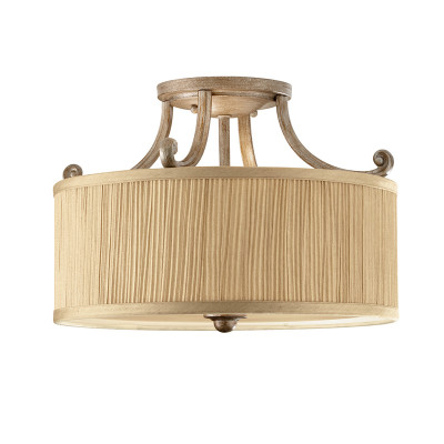 Feiss - Abbey - Lampada a soffitto stile classico in acciaio con diffusori in tessuto con 3 luci - Colore: Argento - 3 Lampadine E27 100W - IP20 - SKU: FE-ABBEY-SF