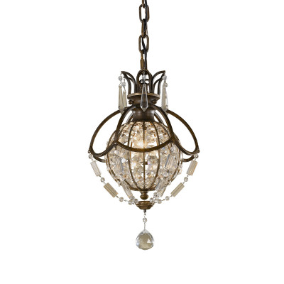 Feiss - Bellini - Lampada a sospensione classica in acciaio pendente singolo in cristallo a 1 luce - Colore: Bronzo - 1 Lampadina E14 60W - IP20 - SKU: FE-BELLINI-P