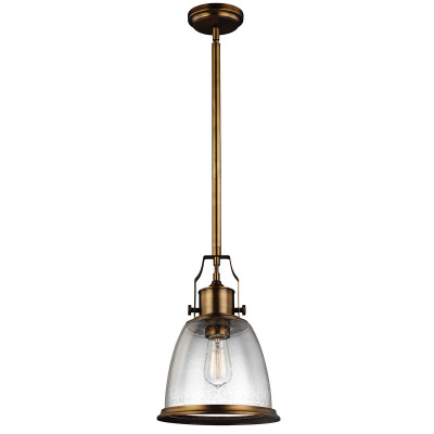 Feiss Hobson Lampada a sospensione in acciaio con diffusore medio in vetro a 1 luce Colore: Ottone