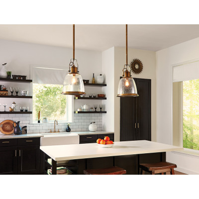 Feiss - Hobson - Lampada a sospensione in acciaio con diffusore medio in vetro a 1 luce - 1 Lampadina E27 75W - IP20 - SKU: FE-HOBSON-P-M