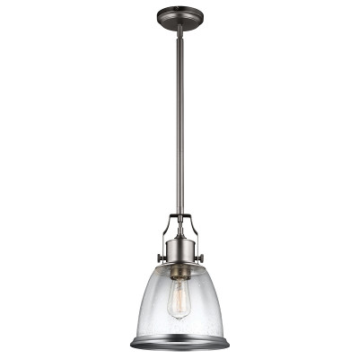 Feiss Hobson Lampada a sospensione in acciaio con diffusore medio in vetro a 1 luce Colore: Nichel