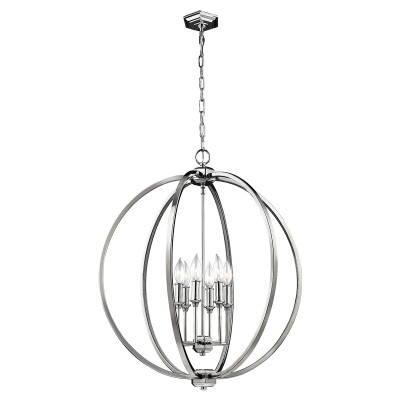 Feiss - Corinne - Lampada a sospensione moderna grande in acciaio con diffusore a 6 luci - Colore: Cromato - 6 Lampadine E14 60W - IP20 - SKU: FE-CORINNE-6P-L